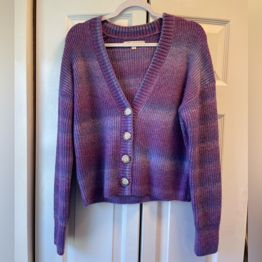 Loft Purple Ombre Sweater Cardigan